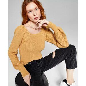 And Now This Womens Size Large Scoop Neckline Puff Sleeve Sweater in Curry $44